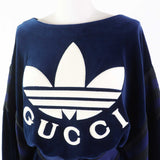 Gucci one piece 695679 Outer: 85% cotton, Outer: 15% nylon, Part: 100% nylon, Lining: 100% cotton, Trimming: 91% polyester, 9% polyurethane, Embroidery: 65% polyester, 31% cotton, 4% nylon Navy Trefoil embroidered chenille dress Women S