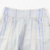 Chanel Stripe Denim Skirt Light Blue 34