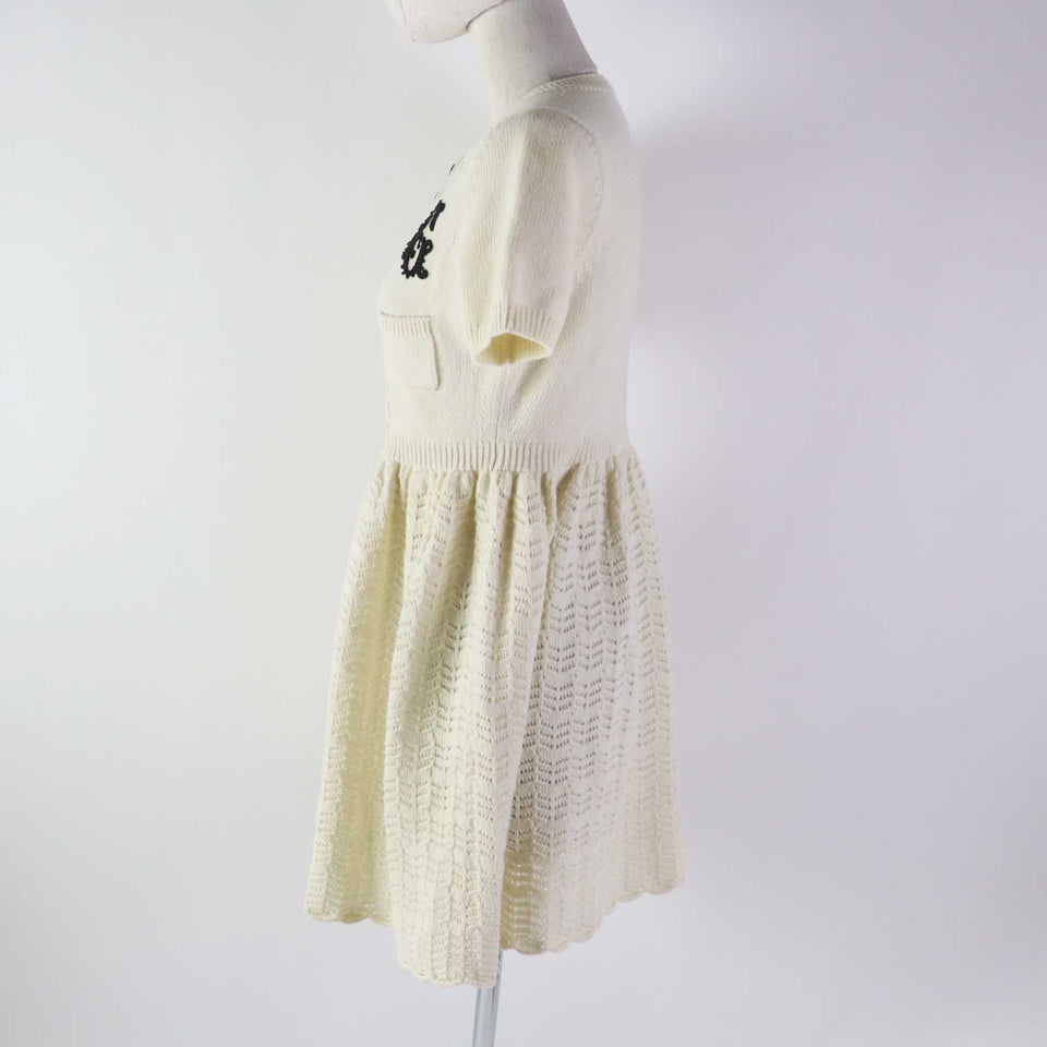 Gucci one piece 642084 Outer: 100% wool, Part: 98% wool, Part: 1% polyurethane, Part: 1% nylon, Applique: 100% polyester Ivory Women S