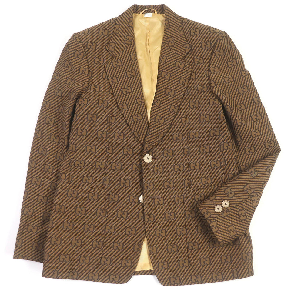 Gucci tailored jacket 618666 Outer: 68% cotton, Outer: 32% silk, Lining: 100% rayon, Sleeve lining: 100% cupra Brown mens 50