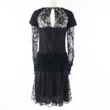 Chanel Lace Long Sleeve Dress Black 38