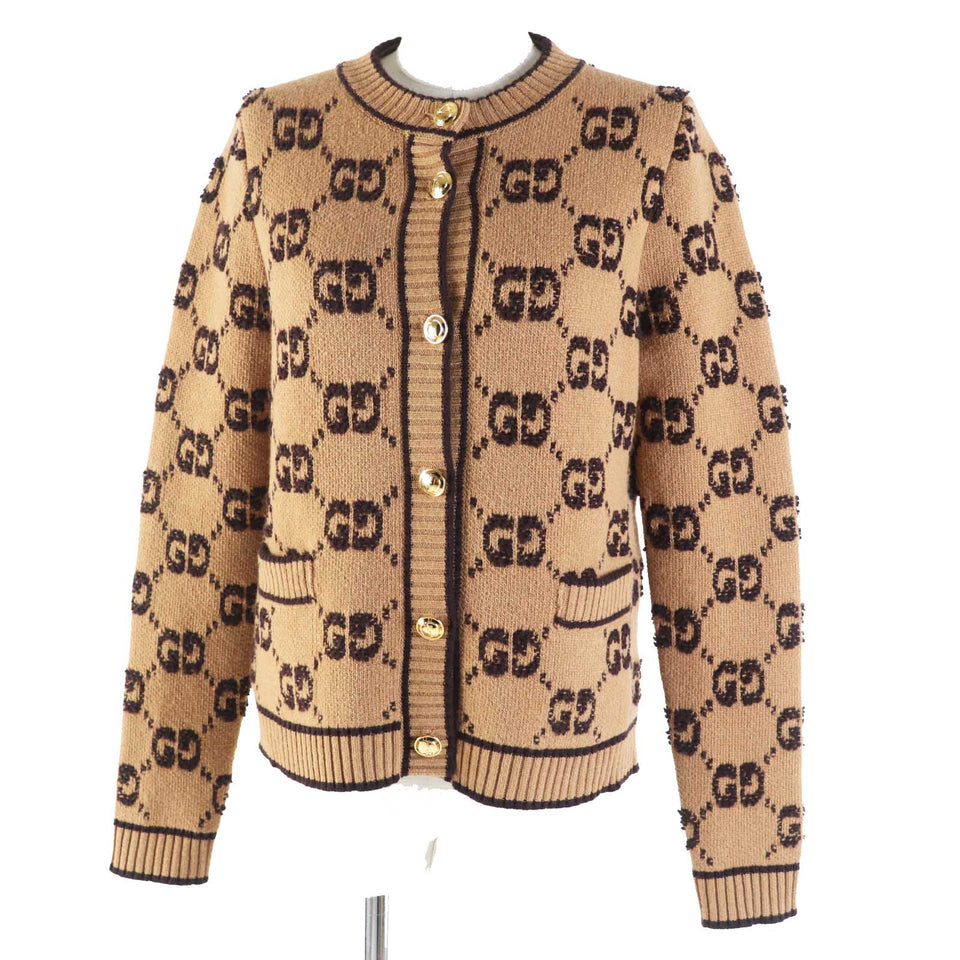 Gucci cardigan 713300 Main: 100% wool Brown type GG wool boucl jacquard cardigan Women S