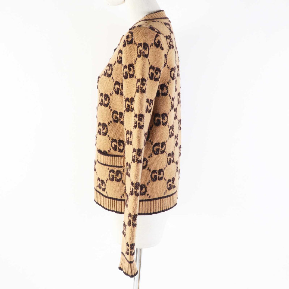 Gucci cardigan 713300 Main: 100% wool Brown type GG wool boucl jacquard cardigan Women S
