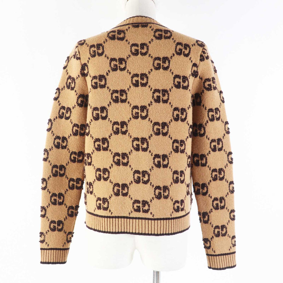 Gucci cardigan 713300 Main: 100% wool Brown type GG wool boucl jacquard cardigan Women S