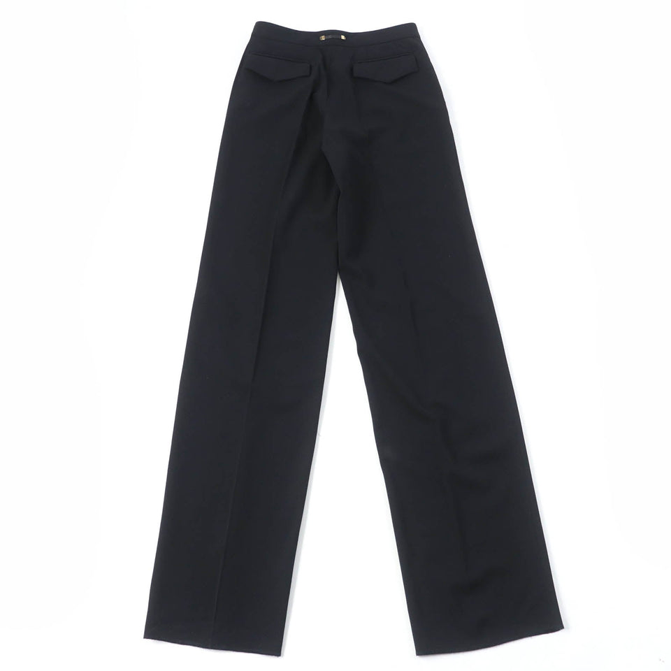 Gucci Pants Main: 95% wool, Main: 5% polyurethane, Lining: 100% rayon, Part: leather black Women 38