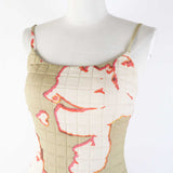 Chanel Silk Pleated Cami Dress Khaki Beige 36