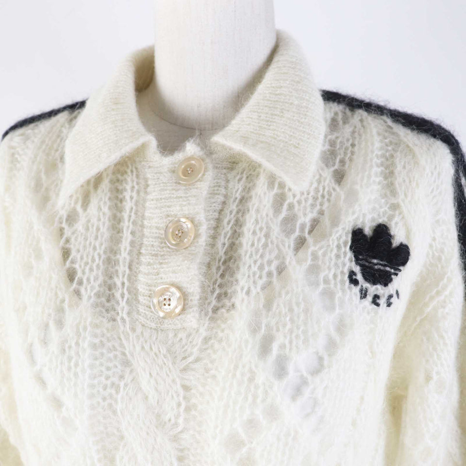 Gucci knit 713023 Outer: 67% mohair, Outer: 28% nylon, Outer: 5% wool, Part: 63% mohair, Part: 29% nylon, : 7% wool, 3% polyurethane Embroidery: 67% mohair, 28% nylon, 5% wool Inner: 75% acetate, 25% silk white Women XS