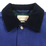 Gucci Blouson 709636 XDB39 cotton blue Padded jacket Corduroy collar, GG check pattern on the back 48
