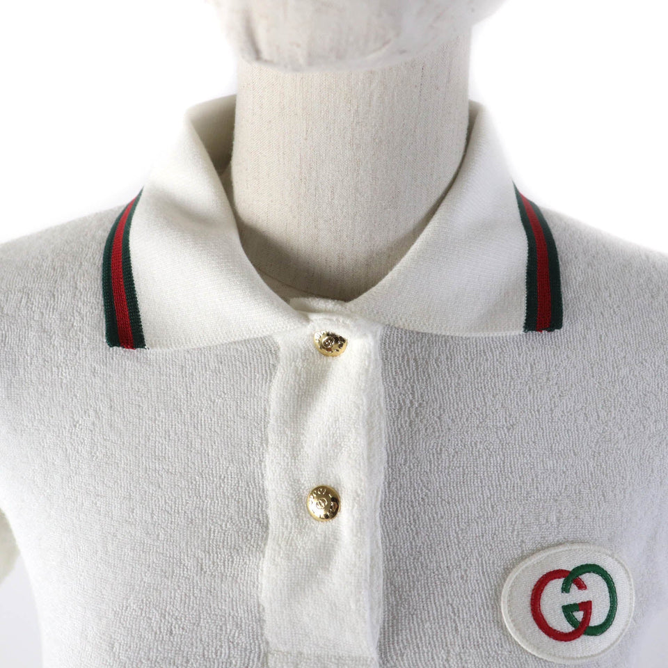 Gucci Short sleeve polo shirt 599122 Main: 100% cotton, Part: 84% cotton, Part: 16% polyester, Part: 100% polyester white Women XS