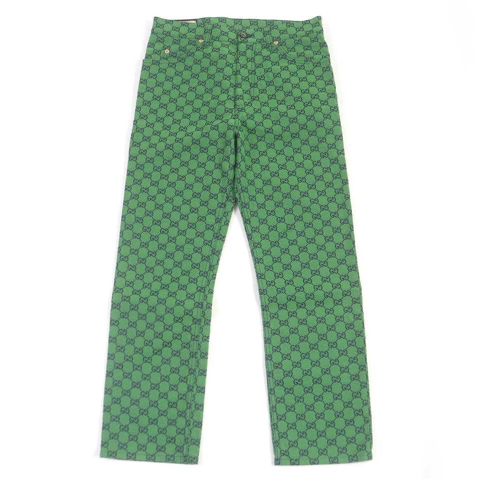 Gucci Denim pants 623953 Main: 71% cotton, Main: 29% polyurethane, Part: Cowhide green mens 30