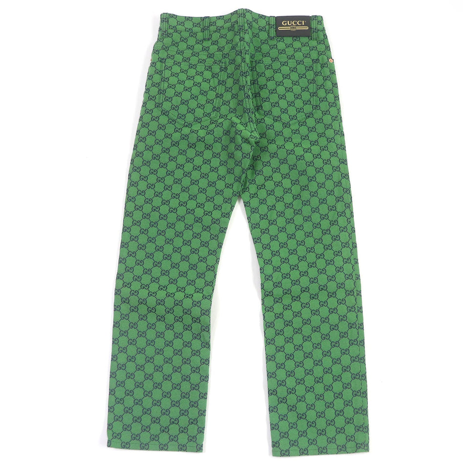 Gucci Denim pants 623953 Main: 71% cotton, Main: 29% polyurethane, Part: Cowhide green mens 30