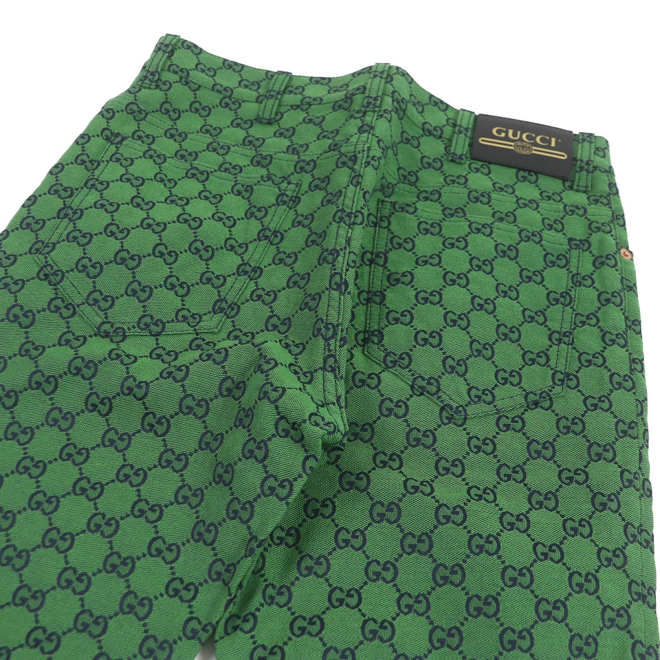 Gucci Denim pants 623953 Main: 71% cotton, Main: 29% polyurethane, Part: Cowhide green mens 30