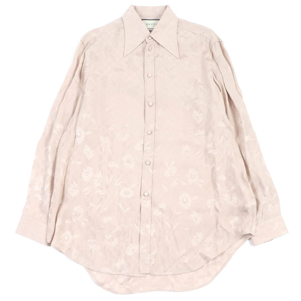Gucci Long sleeve shirt 596832 Main: 100% rayon pink DAISIES JACQUARD SHIRT mens 48