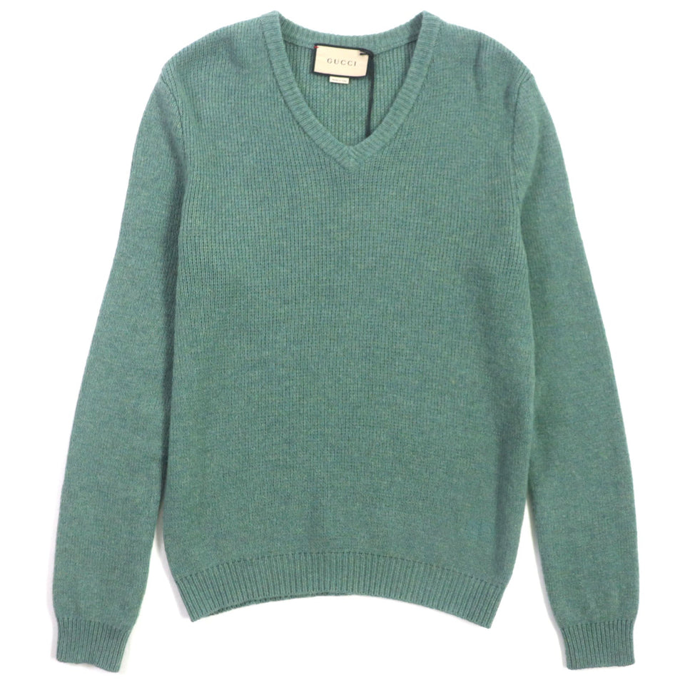 Gucci sweater 715275 Outer: 100% wool, Part: 98% wool, Part: 1% polyurethane, Part: 1% nylon, Part: 50% acrylic green Sweater mens S