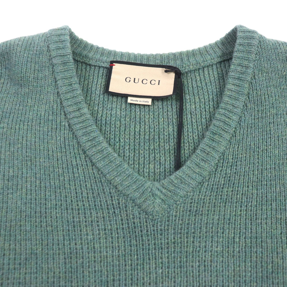 Gucci sweater 715275 Outer: 100% wool, Part: 98% wool, Part: 1% polyurethane, Part: 1% nylon, Part: 50% acrylic green Sweater mens S