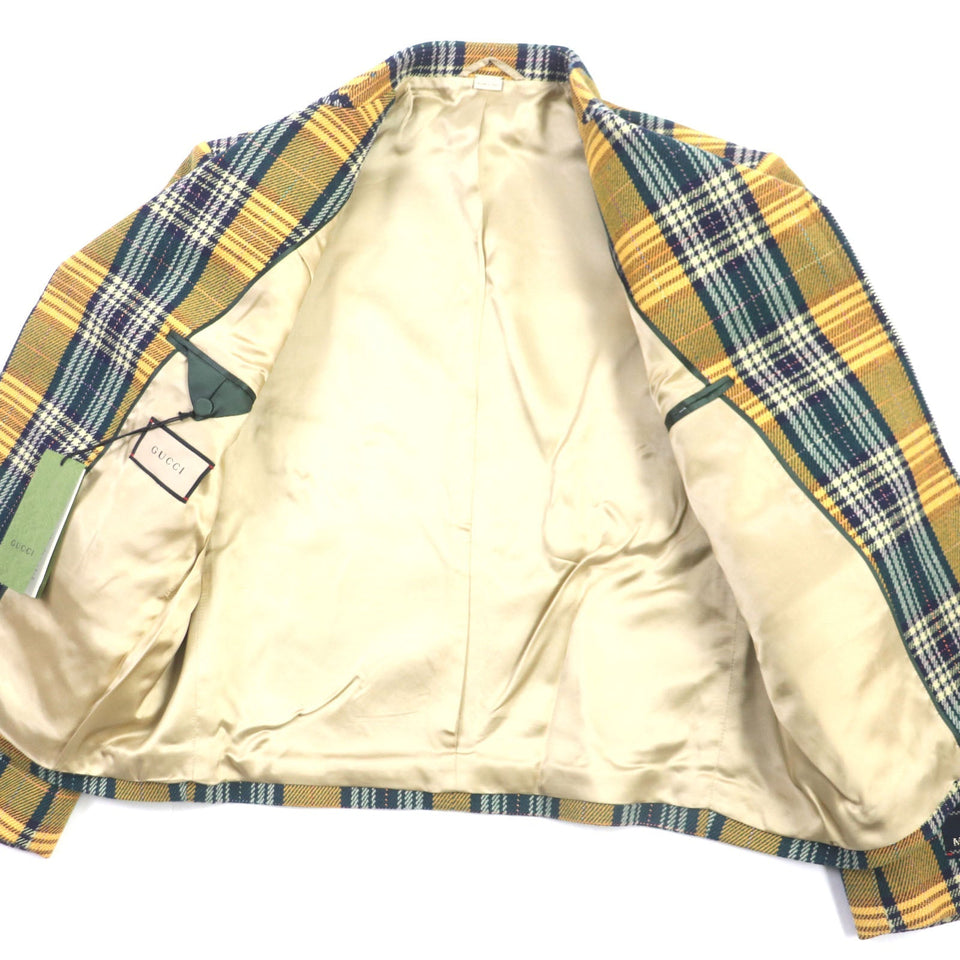 Gucci Riders jacket 710795 Outer: 88% wool, Outer: 10% nylon, Outer: 2% rayon, Lining: 100% rayon, Sleeve lining: 100% cupra yellow-green METAMORFOSI mens 46