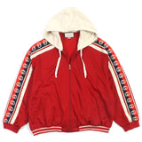 Gucci Track jacket 575758 Outer: 55% polyester, Outer: 45% cotton, Part: 84% polyester, Part: 14% nylon, Part: 2% polyurethane Red beige Interlocking G mens XL