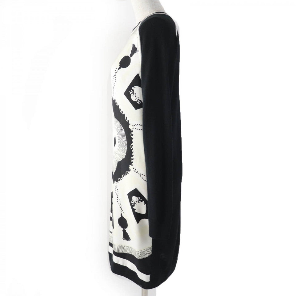 Hermes one piece Part: 100% silk, Main: 50% cashmere, Main: 50% silk, Part: 50% silk, Part: 49% cashmere Black White Poste et Cavalerie Sabre Bag Women 34
