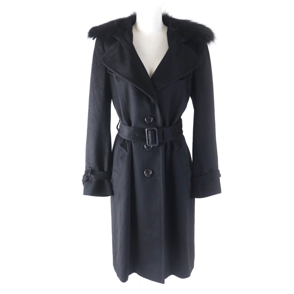 Burberry LONDON coat FN344-925-09 Outer: 87% wool, Outer: 13% cashmere, Part: leather, Lining: cupra, Fur: fox black Women 38