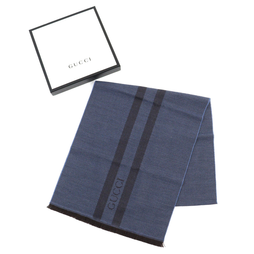 Gucci Scarf Main: 100% wool Navy mens