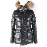 Burberry BLUE LABEL Down jacket FCF16-620-09 Main: 100% nylon, Part: 100% polyester, Fur: raccoon, Filling: 90% down, Filling: 10% feather Black type Women 38