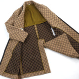 Gucci Chester coat 598710 Outer material: 88% wool, Outer material: 12% nylon, Lining: 100% rayon, Part: 100% wool, Leather part: cowhide Beige All-over Pattern mens 50