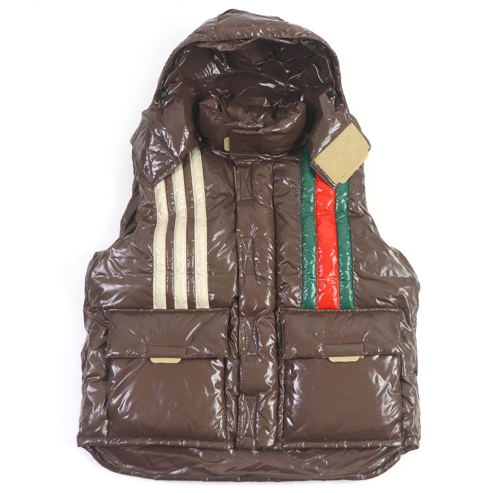 Gucci Down vest 713715 Main: 100% nylon, Filling: 90% down, Filling: 10% feather, Partial: 100% polyester Brown mens 44