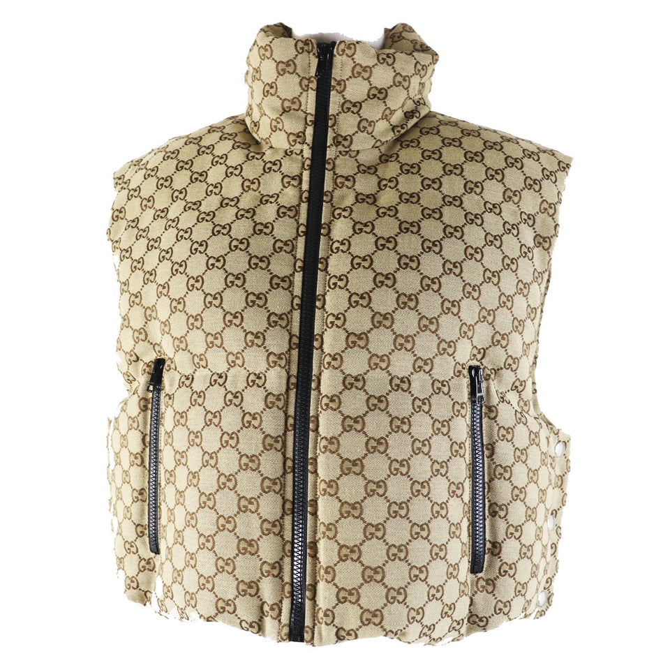 Gucci Vest 776838 Main: 70% cotton, Main: 30% polyester, Main: 100% nylon, Filling: 100% polyester, Lining: 100% nylon beige Women XS