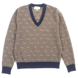 Gucci sweater 626643 Main: 90% wool, Main: 10% cashmere, Part: 86% wool, Part: 13% nylon, Part: 1% polyurethane Brown navy mens XS