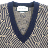 Gucci sweater 626643 Main: 90% wool, Main: 10% cashmere, Part: 86% wool, Part: 13% nylon, Part: 1% polyurethane Brown navy mens XS