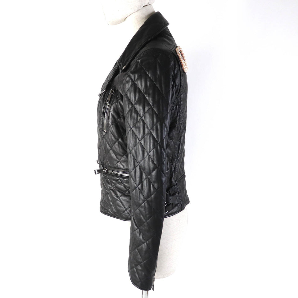 Gucci Jacket 502674 Main: Lamb leather, Filling: 100% polyester, Lining: 100% cupra, Part: 100% nylon, Part: 100% polyester black Women 36