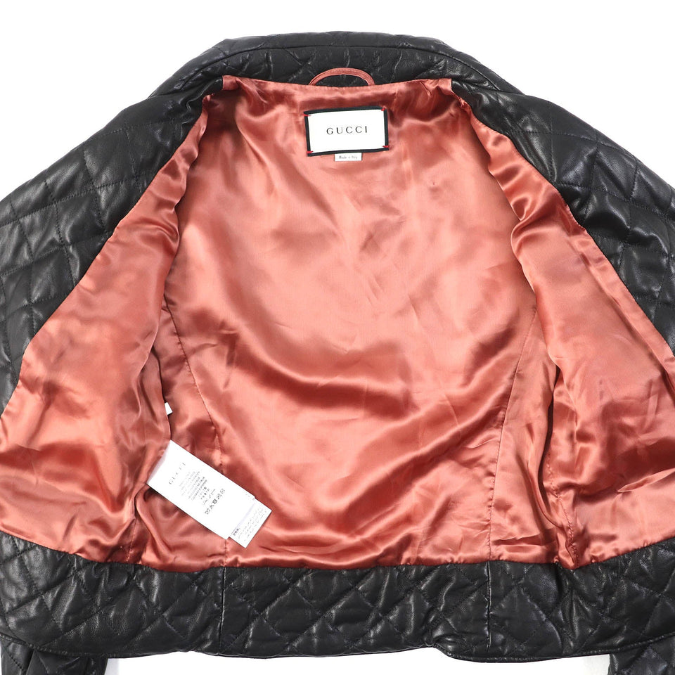 Gucci Jacket 502674 Main: Lamb leather, Filling: 100% polyester, Lining: 100% cupra, Part: 100% nylon, Part: 100% polyester black Women 36