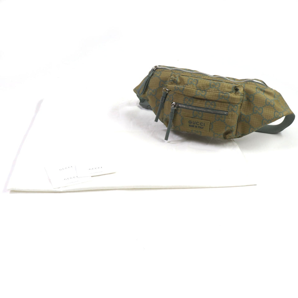 Gucci Waist bag 792287 Main: Nylon, Part: Leather khaki GG Ripstop Belt Bag mens