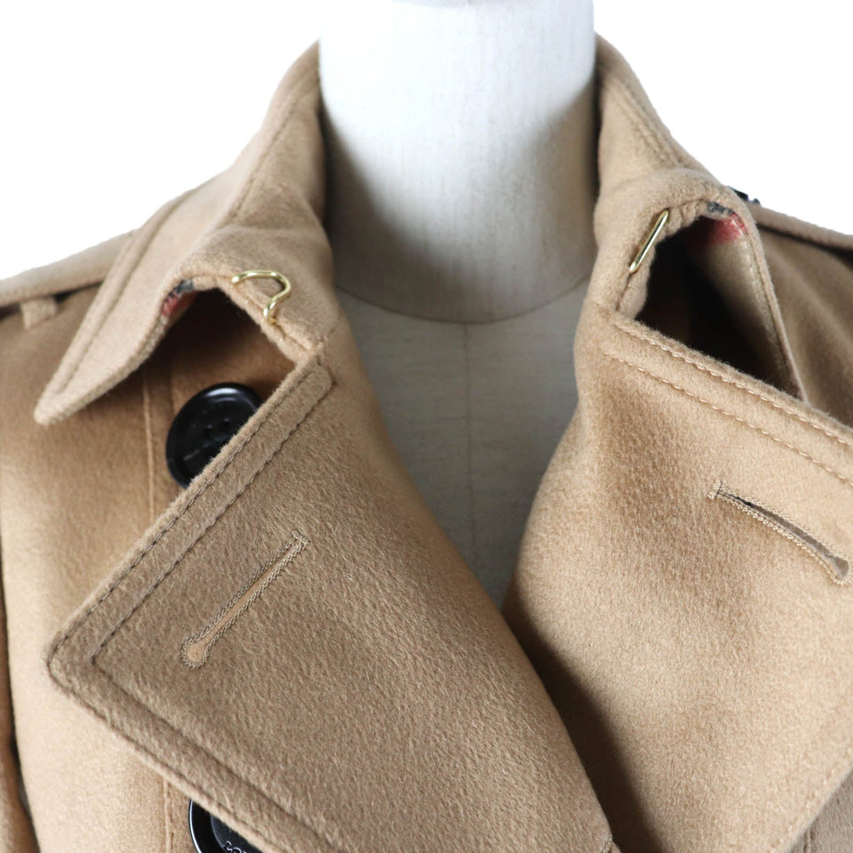 Burberry LONDON trench coat Main: 100% cashmere, Part: 66% wool, Part: 22% nylon, Part: 12% cashmere, Sleeve lining: 100% viscose (rayon) Brown SANDRINGHAM Sandringham Women 36