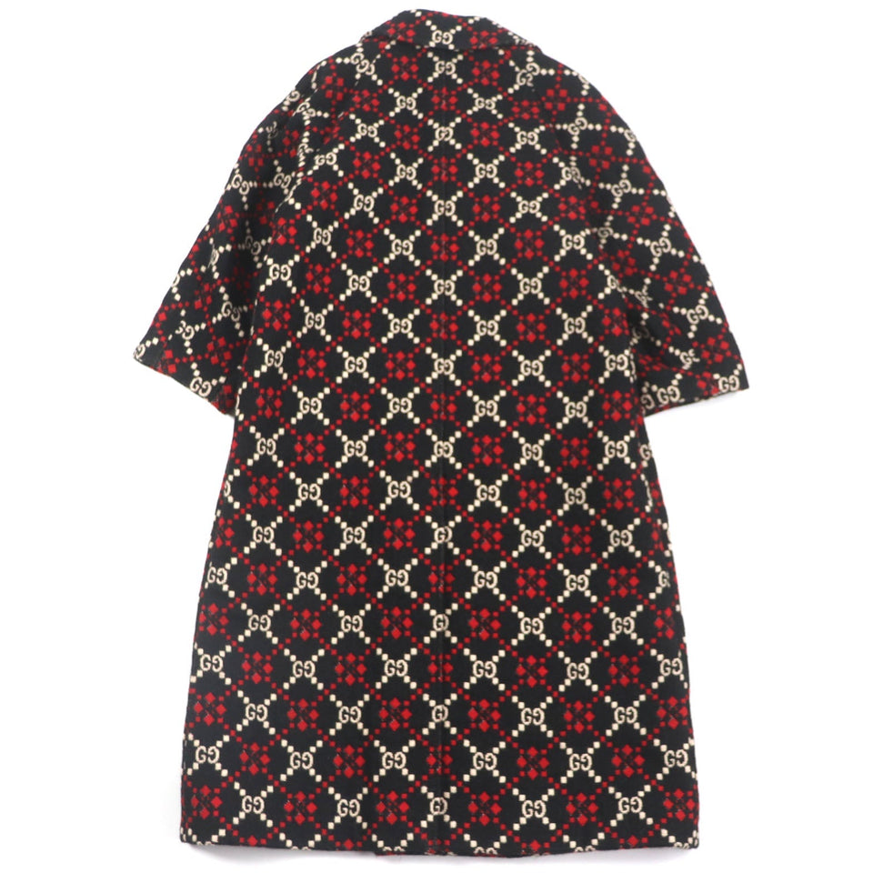 Gucci Double chester coat 535769 Outer: 100% wool, Lining: 68% rayon, Lining: 32% silk Black red GG diamond Diamond Wool Coat mens 50