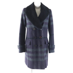 Burberry LONDON coat Outer: 84% wool, Outer: 16% polyester, Lining: Cupra, Fur: Mouton Purple gray Women 38
