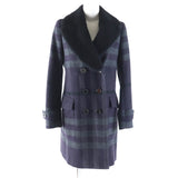 Burberry LONDON coat Outer: 84% wool, Outer: 16% polyester, Lining: Cupra, Fur: Mouton Purple gray Women 38