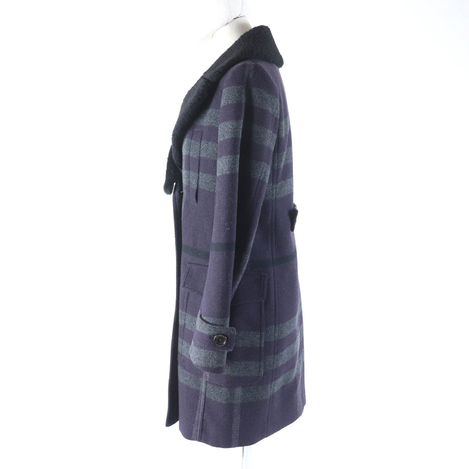 Burberry LONDON coat Outer: 84% wool, Outer: 16% polyester, Lining: Cupra, Fur: Mouton Purple gray Women 38