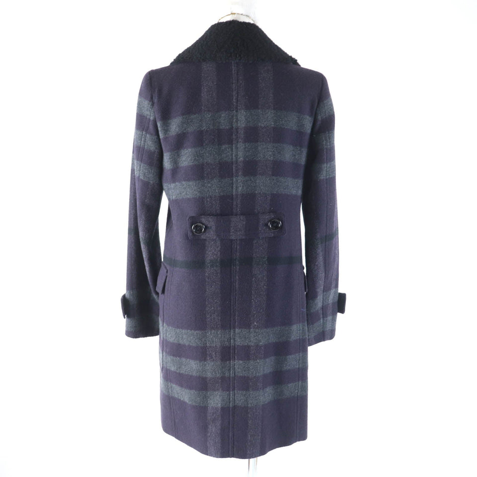Burberry LONDON coat Outer: 84% wool, Outer: 16% polyester, Lining: Cupra, Fur: Mouton Purple gray Women 38
