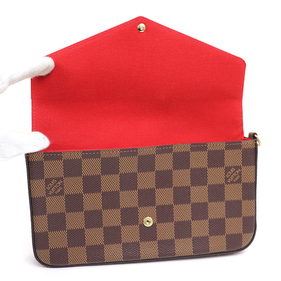 Louis Vuitton Pochette Felicie Damier 2way Chain Wallet Shoulder Bag