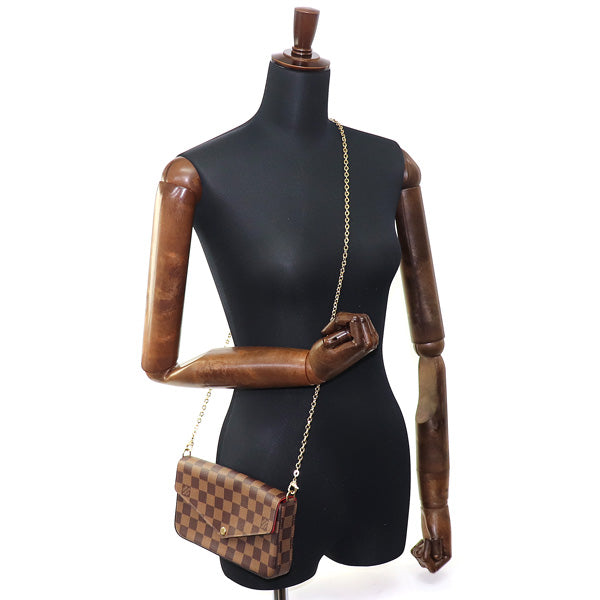 Louis Vuitton Pochette Felicie Damier 2way Chain Wallet Shoulder Bag