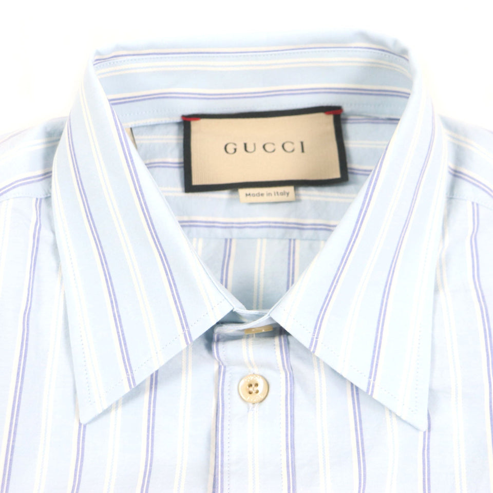 Gucci Long sleeve shirt 703396 Main: 100% cotton, Part: 100% polyester Light blue stripe mens 38|15