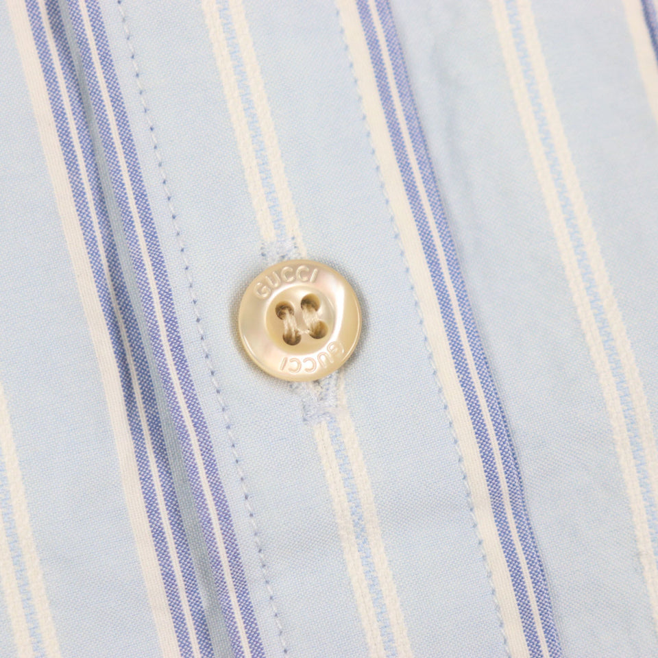 Gucci Long sleeve shirt 703396 Main: 100% cotton, Part: 100% polyester Light blue stripe mens 38|15