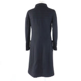 Chanel Wool Silk Logo Coat Black 36