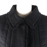 Chanel Wool Silk Logo Coat Black 36