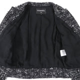Chanel Wool Nylon Tweed No Collar Zip Jacket 34