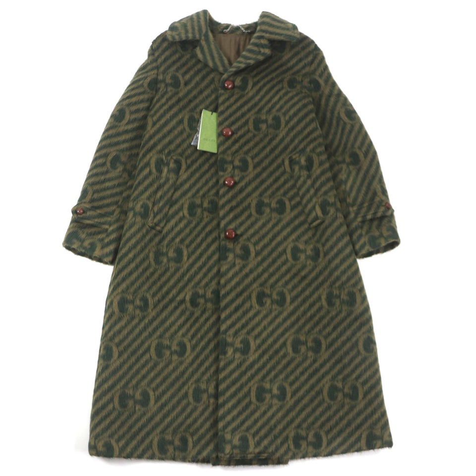 Gucci Stainless collar coat 639261 Outer: 55% llama, Outer: 45% wool, Lining: 100% rayon, Part: 82% polyester, Part: 18% polyester green mens 44