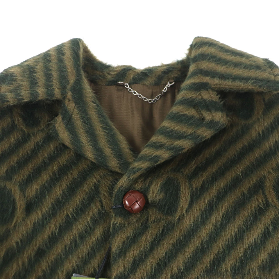 Gucci Stainless collar coat 639261 Outer: 55% llama, Outer: 45% wool, Lining: 100% rayon, Part: 82% polyester, Part: 18% polyester green mens 44