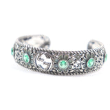 Gucci bracelet AG925 Silver Green Crystal Floral Interlocking G 16