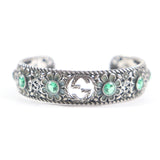 Gucci bracelet AG925 Silver Green Crystal Floral Interlocking G 16